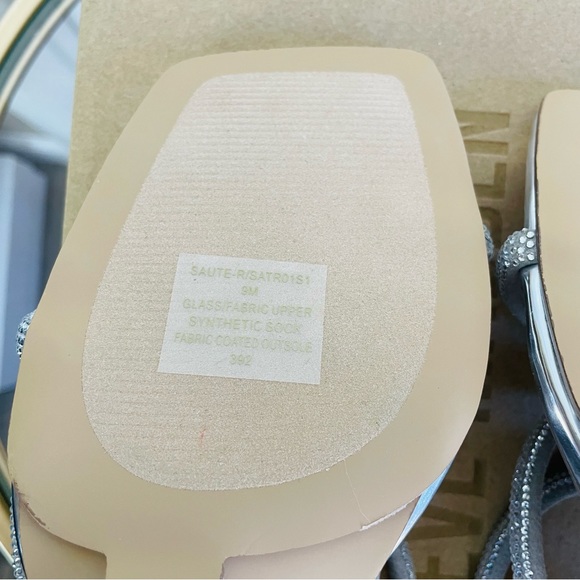 New Steve Madden Sauté-R Rhinestone Lucite Clear Wedge Heel Sandal 9 Silver - Picture 9 of 11